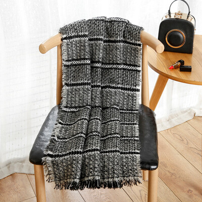 

Japanese retro black&white thousand bird plaid imitation cashmere scarf female Korean version of autumn&winter long section wild scarf tide