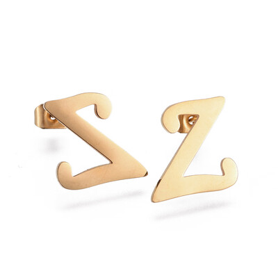 

304 Stainless Steel Stud Earrings Alphabet LetterZ 13x125x1mm Pin 07mm
