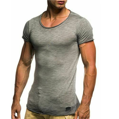 

SUNSIOM Mens Gym MuscleTee Casual Sport T Shirt Slim Fit Short Sleeve Blouse Tops Cotton