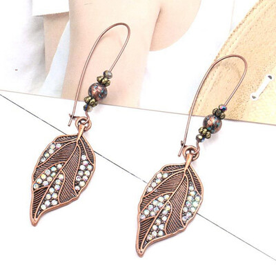 

Europe And The United States Fashion Personality Big Ear Hook Long Silver Gold Leaves With Earrings