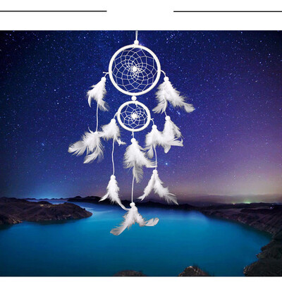 

Toponeto Handmade Lace Dream Catcher Feather Bead Hanging Decoration Ornament Gift