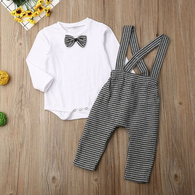 

Toddler Baby Boys Kids Gentleman Outfits Clothes Romper Tops Bib Pants Bodysuit