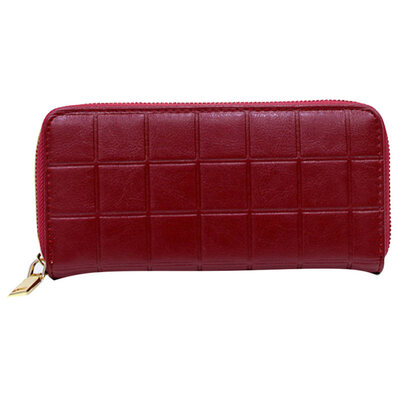 

Casual Women Solid Color Check Embossed Clutch Purse Phone Case Pocket Wallet