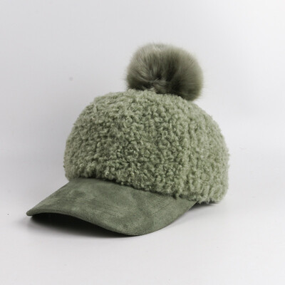 

Womens hat autumn&winter lamb velvet baseball cap Korean version of simple fashion cap students outdoor warm sun hat