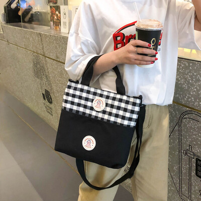

Joker on the new small bag fashion plaid canvas bag handbag 2019 new Messenger bag girl Japanese shoulder bag