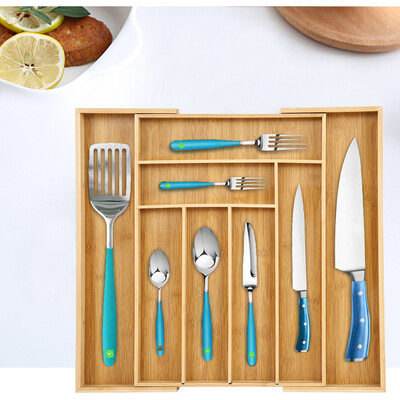 

Siaonvr Bamboo Expandable Drawer Organizer Kitchen Premium Cutlery&Utensil Tray