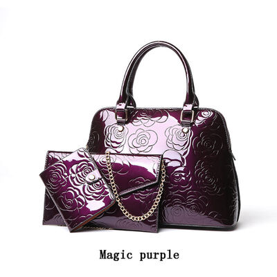 

Women Messenger Bag 3 PCS Sets High Quality Patent Leather Luxury Handbags Female Business Crossbody Casual Bags Clutch Purse