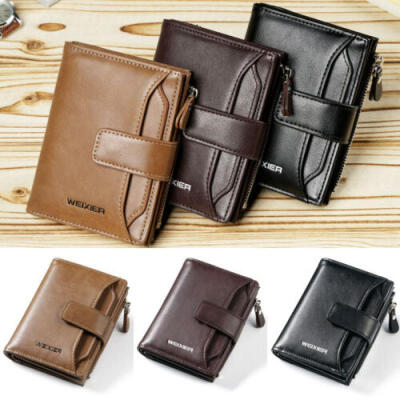 

Mens Leather Business Soft Wallet Coins Pocket Credit Card Holder Purse with Zip