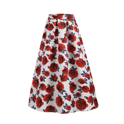 

Roseonmyhand Womens Casual Flower Printing High Waist A-Line Long Beach Maxi Skirt