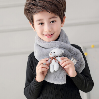 

Winter Korean version of the new golden bear thickening tide imitation rabbit hair boys&girls scarf baby winter warm scarf
