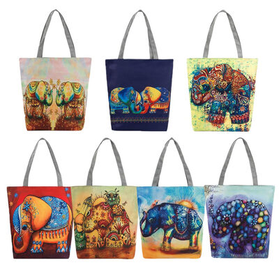 

New Women Canvas Handbag Animal Print Shoulder Bag Large Capacity Casual Shopping Bag Tote