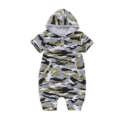 

Baby Newborn Girls Boys Hooded Design Short Sleeve Jumpsuit Romper Infant Casual Bodysuit Outfits