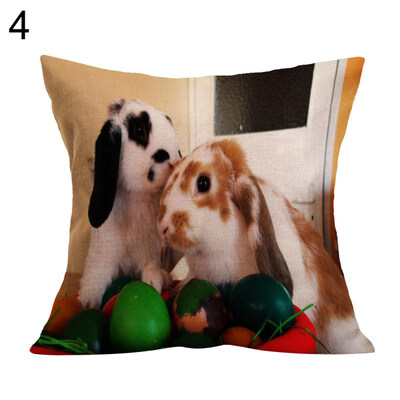 

Easter Rabbit Egg Pillow Case Linen Sofa Waist Throw Cushion Cover Decoration