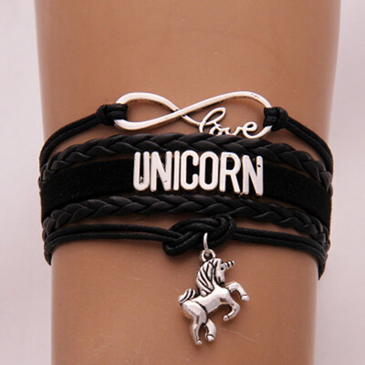 

Cute Unicorn Bracelet Handmade Rainbow Unicorn Sparkly Charm Bracelet Infinity Love Charm Bangles Best Gift for Girls&Womens