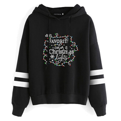 

Women& Letters Print My Favorite Color Is Christmas Lights Print Hoodies