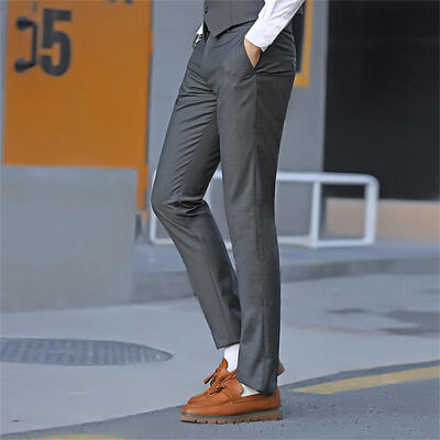 

Mens Strecth Dress Pants Straight Slim Fit Skinny Suit Pants
