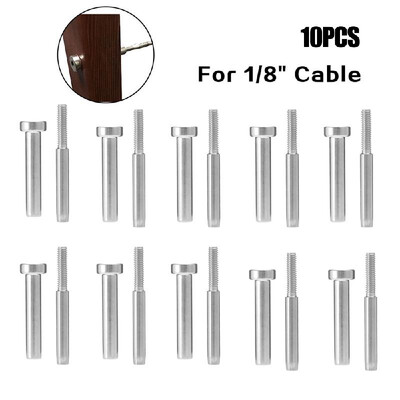 

5PCS Stainless Steel Invisible Receiver Stud Swage End Fitting Cable Threaded Stud Terminal For 18" Cable Railing