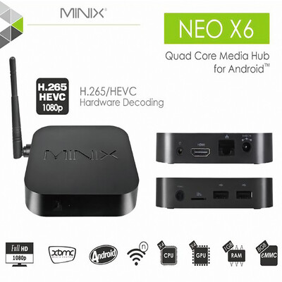 

MINIX NEO X6 Amlogic S805 Android 442 Quad-Core WiFi Bluetooth 40 TV Box 1GB RAM 8GB ROM Support Ethernet Xbmc - UK Plug