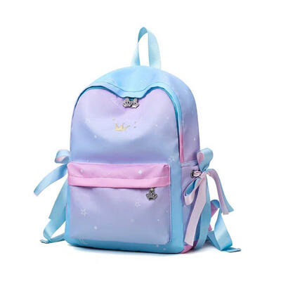 

Large Capacity Nylon Backpack Schoolbag Ribbon Decoration Student Bags With Headphone Cable Hole For Girls