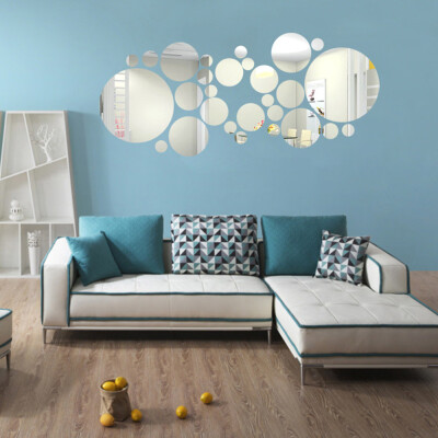 

Gobestart Round Acrylic Mirror Background Wall Sticker Bedroom Decoration