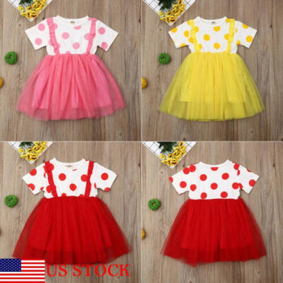 

Summer Baby Girl Polka Dot Tutu Dresses Pageant Dress Casual Sundress Clothes US