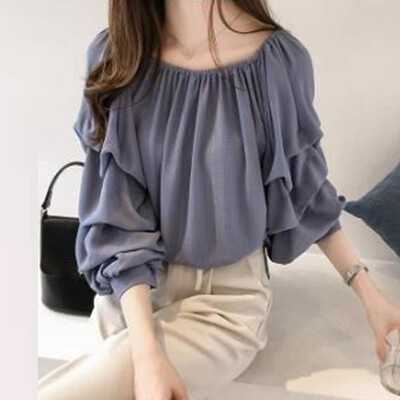 

Womens Solid Long Sleeve Shirts Loose Plus Size Formal Business Work Blouse Tops