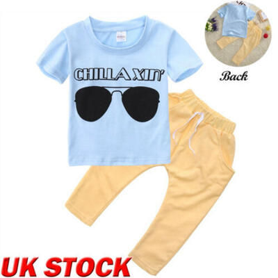 

Summer Toddler Baby Kids Boys T Shirt TopsPants Cotton Outfits Clothes 2PCS Set