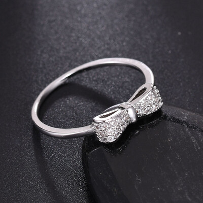 

Rose Gold Silver Women Bow-knot Engagement Newly Wedding Ring Party Gift Size 6-8