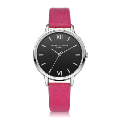 

LVPAI Womens Watches Fashion Faux Leather Analog Quartz Wrist Watch Women Female hours Pink & Black clock Gift Dropshipping 533