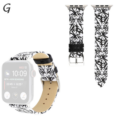 

〖Follure〗Leather Floral Pattern Printed Replaceable Band For Apple Watch 4321 4244mm