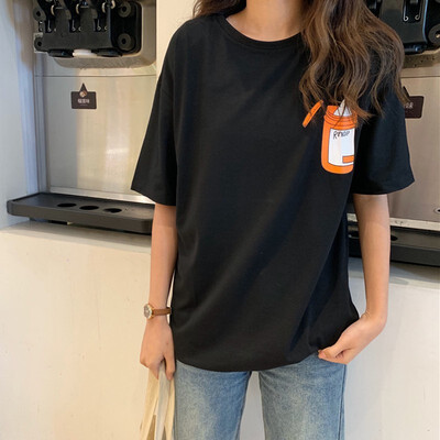 

Fashion Trend Loose Casual Short-sleeved Top Harajuku Style Cartoon Print Womens Tee