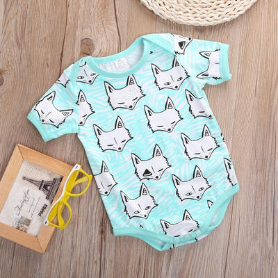 

Cotton Newborn Baby Girls Boy Fox Print Romper Jumpsuit Bodysuit Outfits Costume