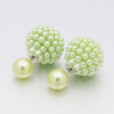 

New Fashion Double Faced Acrylic Berry Ball Bead Ear Studs with Iron Pins YellowGreen Ball 8mm & 16mm Pin 08mm