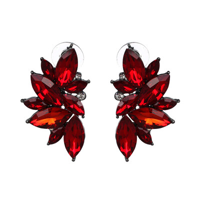 

JURAN 2018 New Arrival Fashion Gem Crystal Leaf Stud Earrings For Women Fashion Brand Party Earings Jewelry Popular Gift E2205