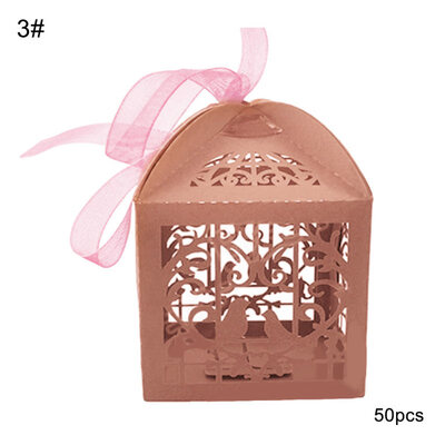 

50PcsSet Lace Ribbon Hollow Love Bird Wedding Favor Sweets Candy Boxes Gifts