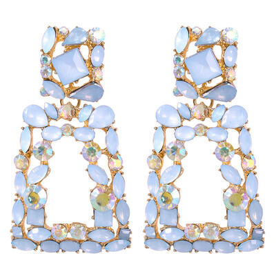 

Solememo Trendy New ZA Shining Crystal Drop Dangle Earrings For Women Wedding Party Geometric Rhinestone Earrings Jewelry E6466