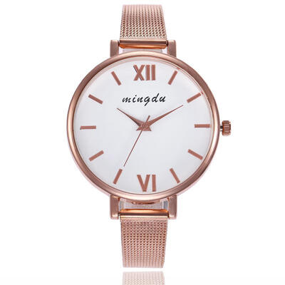 

Luxury Women Watch Large Dial Small Rose Gold Mesh Band Stainless Steel Analog Quartz Wristwatch Ladies Fashion Black Watches
