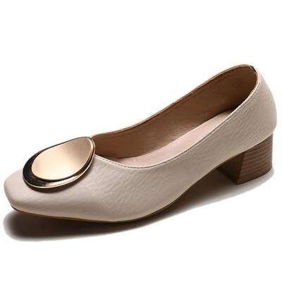 

Single Shoe Girl Summer Square Square Head Thick-heeled Evening Shoes