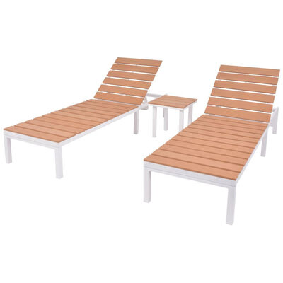 

Sun Loungers 2 pcs with Table Aluminium&WPC White&Brown