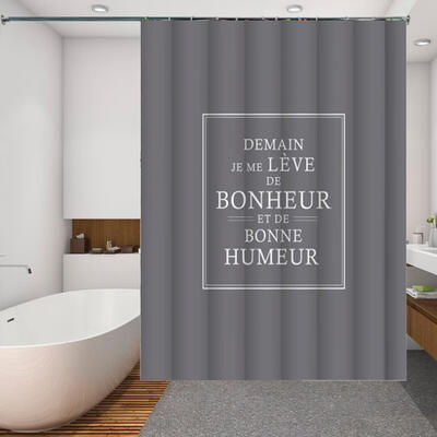 

Greensen Gray Motto Waterproof Polyester Shower Bath Curtain with 12 Hooks Shower CurtainBath Curtain
