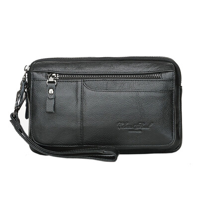 

Men Clutch Purse Wallet With Wrist Strap Mens Phone Holder Wrist Bag Wristlet Coin Money Pouch Leather Business Multiple Compartme