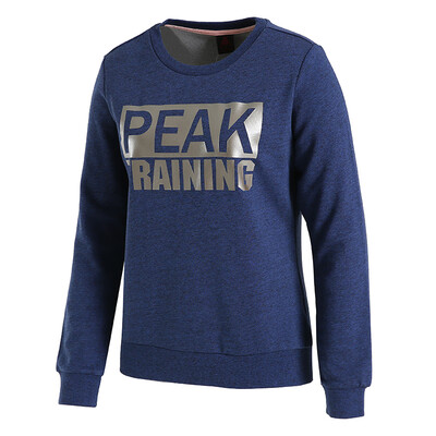 

PEAK womens sweater autumn&winter new fashion comfortable round neck sweater sports long-sleeved shirt DF683052 dark blue yarn  code