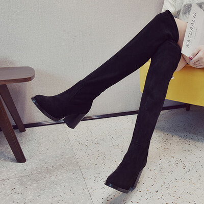 

Rose New Fashion Women Soild Round Toe Square Heel Shoes Party Hight Boots