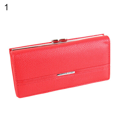 

Solid Color Fashion Faux Leather Women Long Purse Card Coin Holder Hasp Clutch