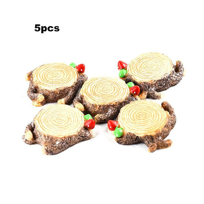 

5pcsset Mini Tree Stump with Mushroom Fairy Garden Resin DIY Craft Ornaments Miniature Landscape Model Home Decoration Photograph