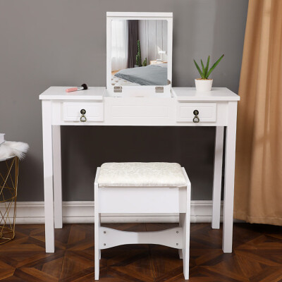 

Gobestart Vanity Set With Flip Top Mirror Makeup Dressing Table Writing Desk With 2 Drawer