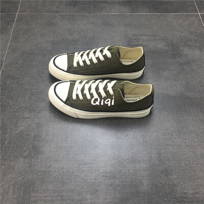 

Bean sand red canvas shoes woman 2019 spring new shoes children 100 Korean version of student board shoes