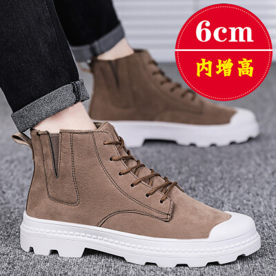 

Winter martin boots mens boots Korean version of English wind leather short boots high-heeled shoes Joker mens snowshoes