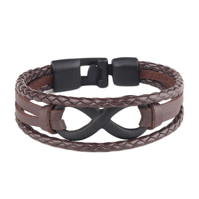 

Retro Bracelet Alloy Word Hand-woven Multi-layer Leather Bracelet