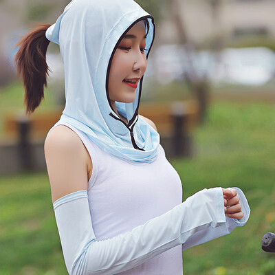 

Korean version of the stylish summer new womens ice silk sun hat simple set of solid color UV-proof dust-proof sun hat